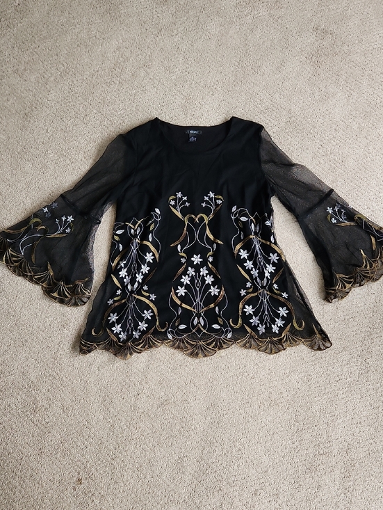 Alfani Tops - Alfani Bell Sleeve Embroidered Top Size M